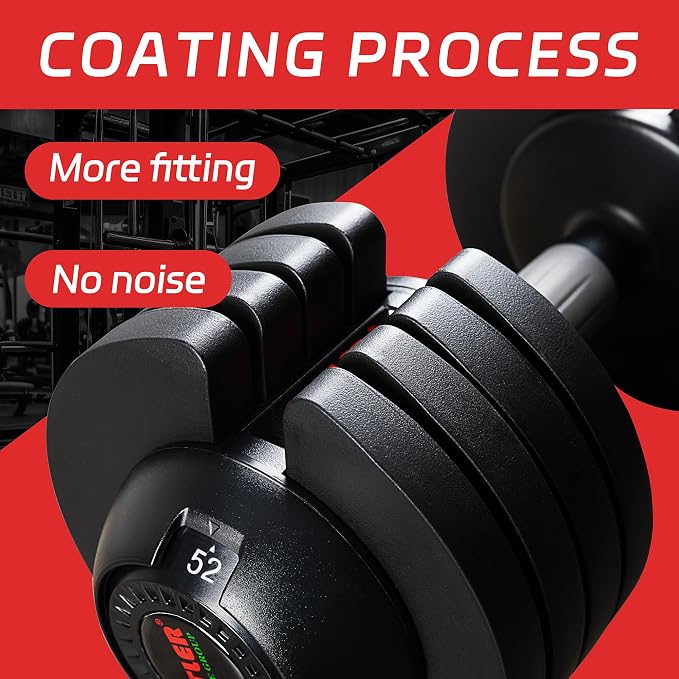 ALTLER Adjustable Dumbbell Set, 25/52LB Pair with Tray for Workout Strength Training Fitness, Adjustable Weight Dial Dumbbell with Anti-Slip Handle and Weight Plate for Home Exercise