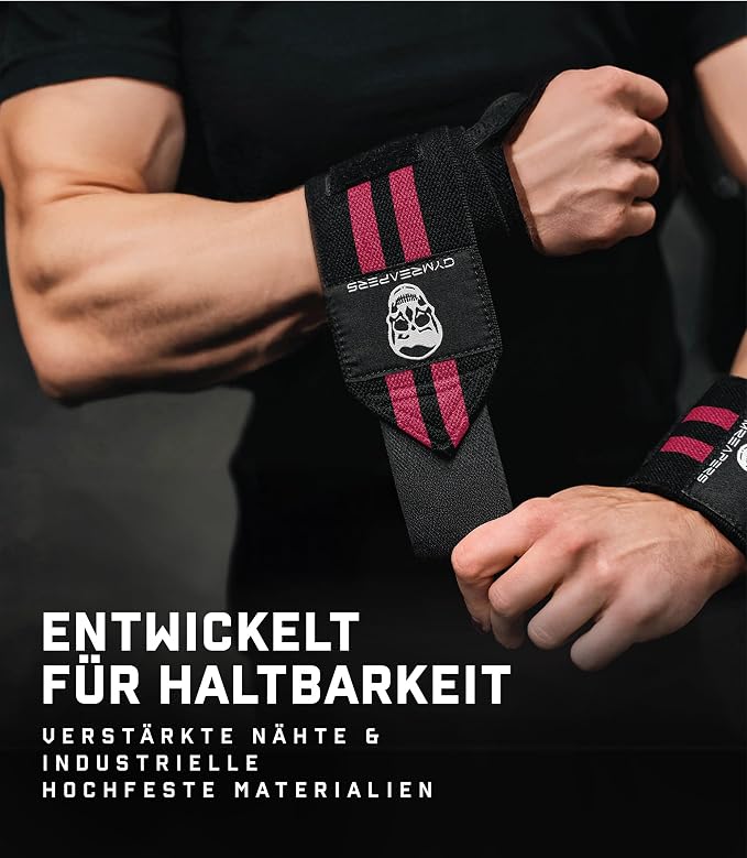 Gymreapers Weightlifting Wrist Wraps (IPF Approved) Professional Quality Wrist Support with Heavy Duty Thumb Loop - Best Wrap for Powerlifting Competition, Strength Training, Bodybuilding