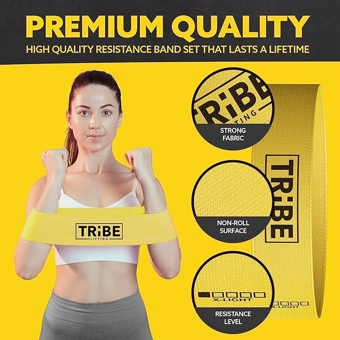 Fabric Resistance Bands for Working Out, 5-Band Set for Legs and Glutes | Booty bands for women and men, 5 resistance levels, for glute activation, hip training, squats, lunges and physical therapy