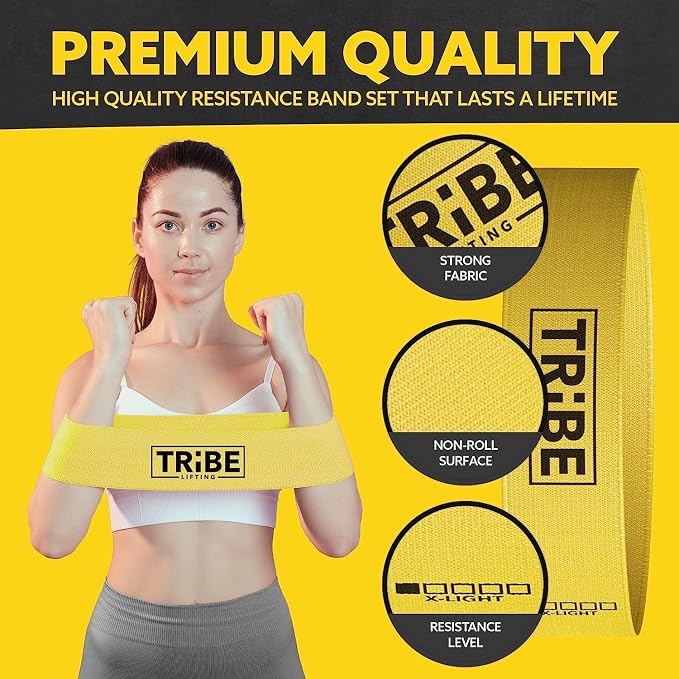 Fabric Resistance Bands for Working Out, 5-Band Set for Legs and Glutes | Booty bands for women and men, 5 resistance levels, for glute activation, hip training, squats, lunges and physical therapy