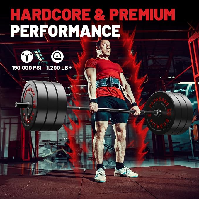 PAPABABE 7ft Barbell 45lb Olympic Barbell 1000/1500lbs Capacity Home Gym | 7ft 45lb 2" Olympic Barbell, 1000/1500lbs Capacity, Hybrid Needle Bearings & Bushings for Squat Curl Deadlift