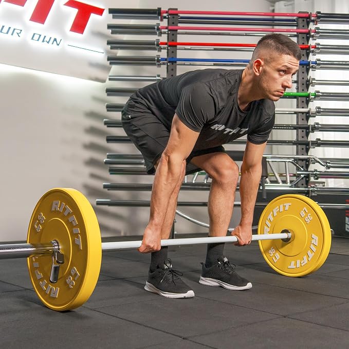 RitFit Elite 7ft Olympic Barbell, Robust 45lb Barbell for Weightlifting and Powerlifting, Superior Olympic Bar with Exceptional 500lbs Load Capacity, Weight Bar for 2” Standard Plates