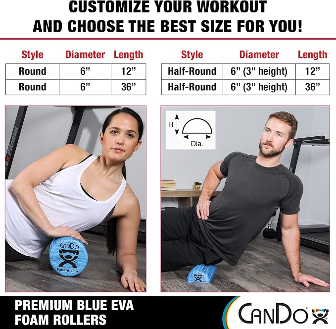 CanDo Blue Marble High Density EVA Foam Roller For Muscle Restoration, Massage Therapy, Sport Recovery, And Physical Therapy. 6" x 36", Half-Round (30-2210)