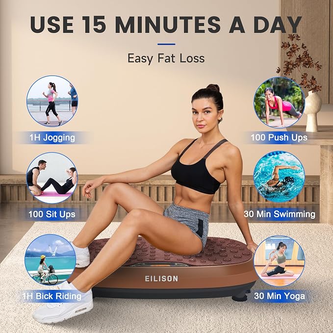 FitMaxx 3D XL Vibration Plate Exercise Machine - Whole Body Workout Vibration Platform w/Loop Bands - Lymphatic Drainage Machine for Weight Loss, Shaping, Recovery