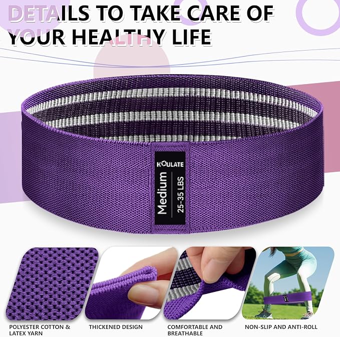 Exercise Bands, 3 Levels Fabric Resistance Bands for Working Out, Workout Bands Resistance for Women & Men, Multi-Colored Fabric Booty Bands for Leg Strength Training, Rehab, Yoga