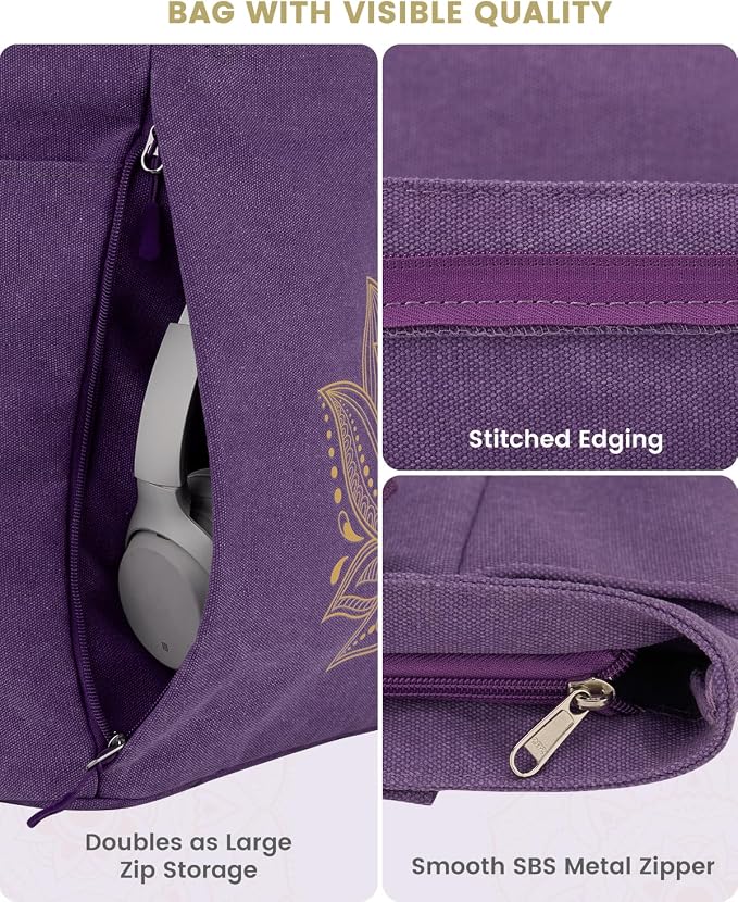 Gonex Yoga Mat Bag with Zipper Mat Carrier Canvas Gym Tote | Durable Canvas, Zipper Closures Prevent Slipping, Quick Access, Bottle Holder, Fits Yoga Blocks, Gym & Travel Use