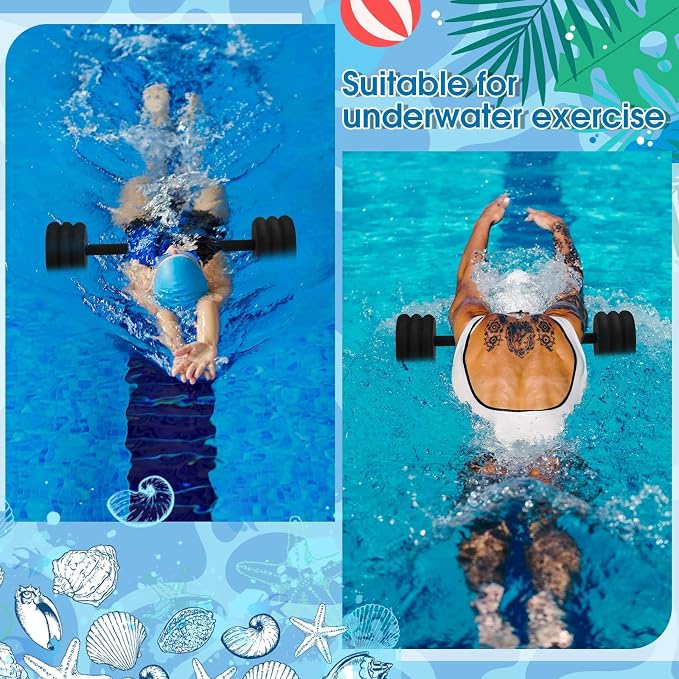 Soulchen Long Aquatic Exercise Dumbbells Pool Exercise Foam Water Weights Dumbbell Aquatic Pool Barbells with High Density EVA Foam for Swim Water Aerobics Workouts Loss