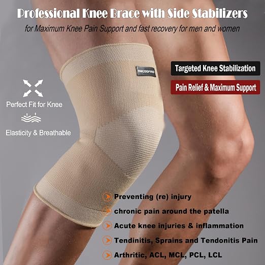 Knee Brace for Pain Relief - Knee Compression Sleeves for Men and Women, Knee Support Leg Brace for Meniscus Tear, Running, Weightlifting, Workout, ACL, Arthritis, Joint Pain Relief(Nude,XL)