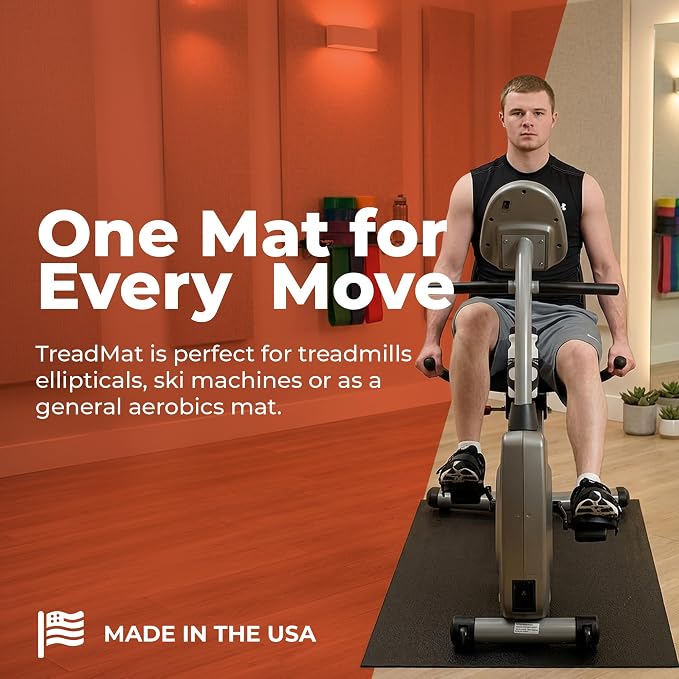 SuperMats Heavy Duty Equipment Non-Slip Mat 13GS | 30" × 60" – Fits recumbent & upright bikes, indoor cycles, steppers, step platforms, and compact home gyms