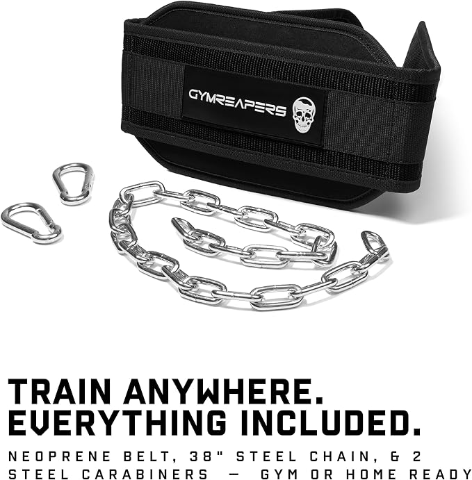 Gymreapers Dip Belt With Chain For Weightlifting, Pull Ups, Dips - Heavy Duty Steel Chain For Added Weight Training