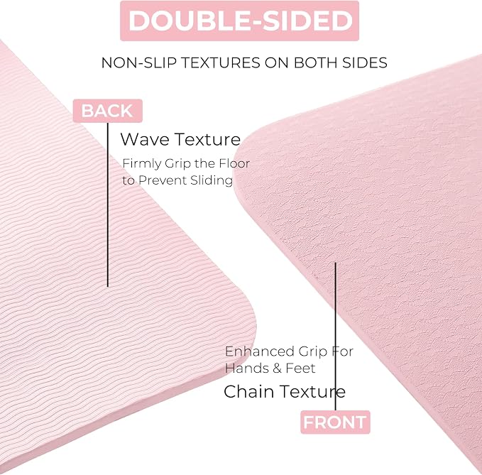Yoga Mat 72''x24''/35''(8mm/10mm) for Beginners, Thick and Wide Yoga Mat with Carrying Strap for Pilates, Stretching and Home Workout