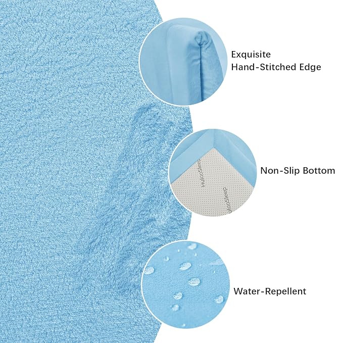 Baby Play Mat for Floor,1.3" Thick Memory Foam Tummy Time Mat,Soft Coral Velvet Nursery Rug,Extra Large Non Slip Crawling Mats for Living Room （Light Blue）