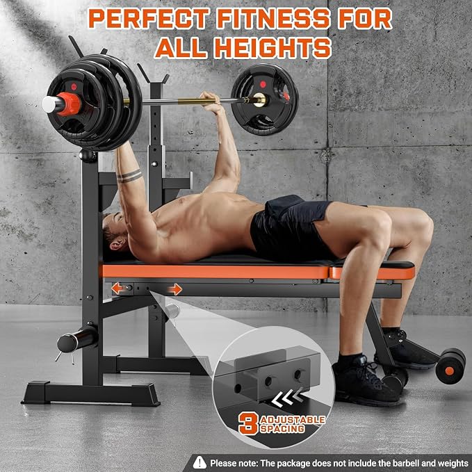 Fostoy Olympic Weight Bench with Lat Pulldown, Squat Rack & Leg Curl | Adjustable,Cable Row, Squat Rack, Leg Developer, Preacher Curl, Multi-Angle Backrest, Full Body Strength Training