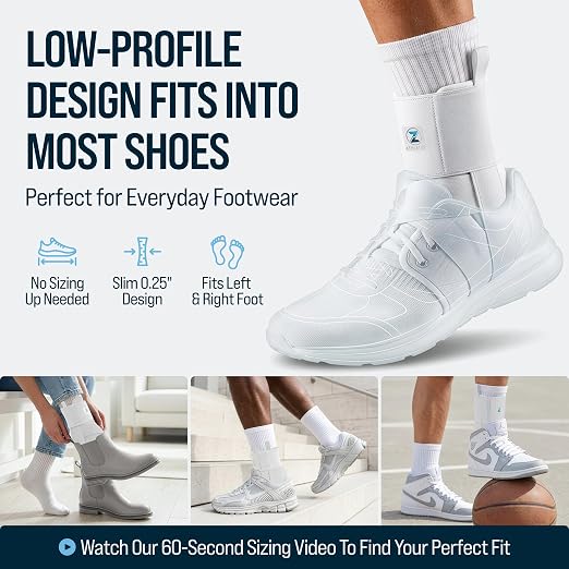 Z ATHLETICS Ankle Brace for Women & Men - Lace Up Adjustable Support with Side Stabilizers for Sprained Ankle, Achilles Tendonitis Relief | Basketball, Volleyball, Running & Sports Recovery