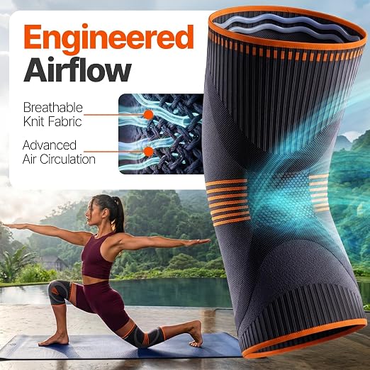DR. BRACE Elite Compression Knee Brace for Women & Men, (2-Pack) Knee Support Compression Sleeve, Workout Sports Knee Braces for Meniscus Tear, ACL & Arthritis Pain Relief - Check Size Guide Video (Mars, Medium)