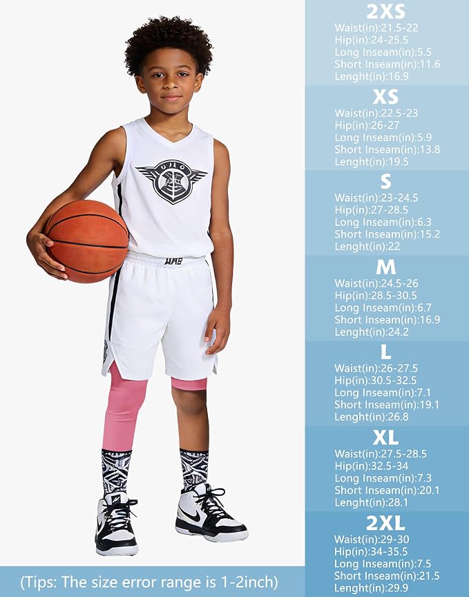 MIVEI One Leg Compression Tights Youth Boys Basketball Leg Sleeve | Kids Compression Pants Girls' Single Leg Tights 3/4 Leggings for Baseball Softball Soccer Running Football, Sports Base Layer