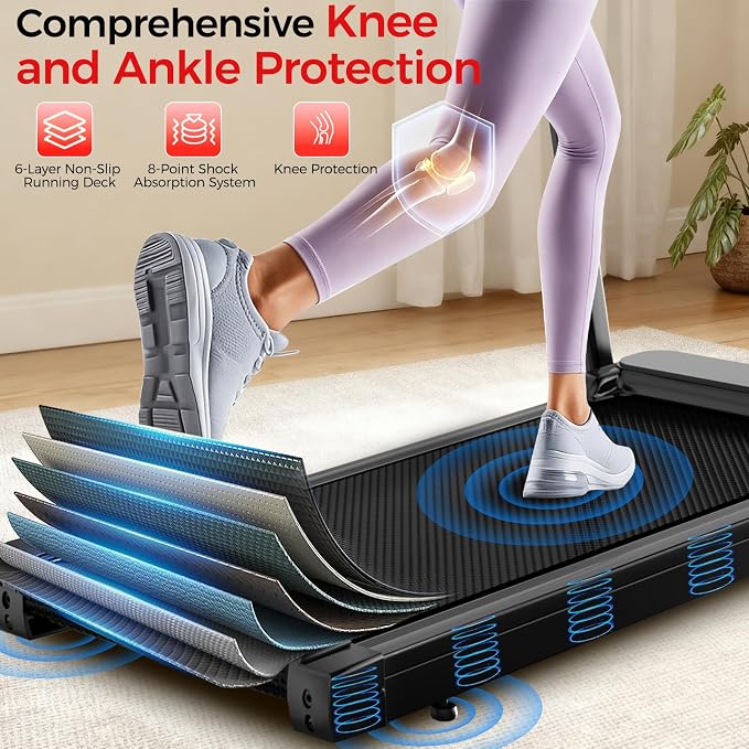 Treadmill with Incline Foldable Treadmills for Home，12% Incline Walking Pad Treadmill with Handle Bar and LED Display，3-in-1 Portable Treadmills, 3.0HP Quiet Brushless