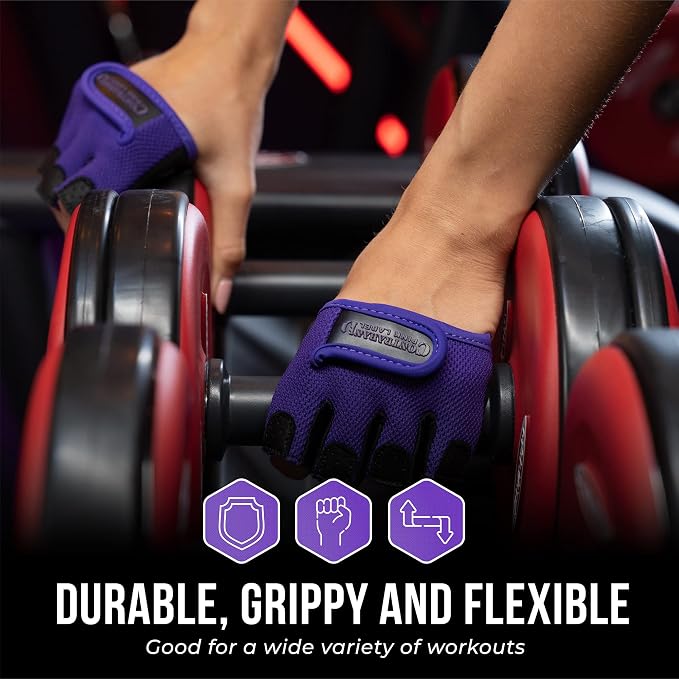 Contraband Pink Label 5537 Womens Micro Weight Lifting Gloves w/Grip-Lock Silicone Padding (Pair) - Minimalist Half Gloves - Apple Watch Friendly