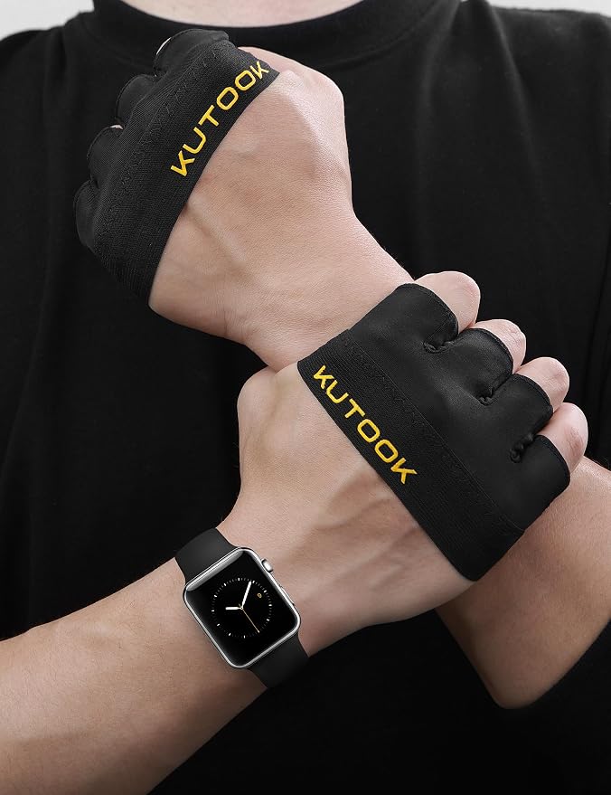 KUTOOK Weight Lifting Workout Gloves for Men/Women, 3mm XRD Padding Grip Gym Gloves, Breathable Partial Gloves for Calluses, Weightlifting Gloves for Exercise, Kettlebell, Pull-Ups, Cross Training