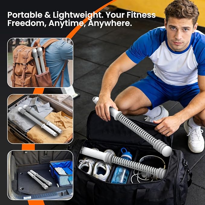 2 Pcs Weighted Cordless Battle Ropes, Portable Ropeless Exercise Rope with Non-Slip Handle, Low-Noise Adjustable Resistance for Home Gym, HIIT & Low-Impact Cardio Strength Training (Grey)