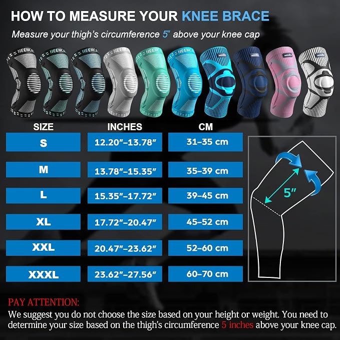 NEENCA Knee Braces for Knee Pain Relief, Compression Knee Sleeves with Patella Gel Pad & Side Stabilizers, Knee Support for Weightlifting, Running, Workout, Arthritis, Meniscus Tear, Men Women. ACE-53 | Patented Patella Gel Pad & Side Stabilizers, Comp...