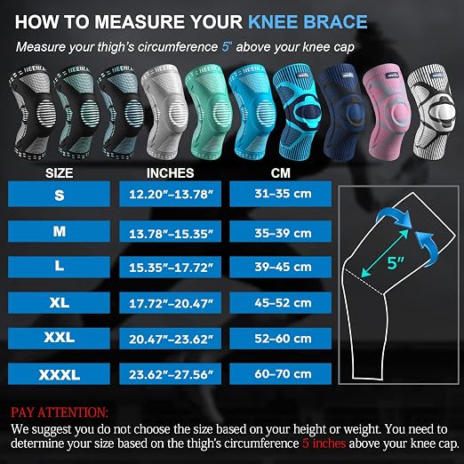NEENCA Knee Braces for Knee Pain Relief, Compression Knee Sleeves with Patella Gel Pad & Side Stabilizers, Knee Support for Weightlifting, Running, Workout, Arthritis, Meniscus Tear, Men Women. ACE-53 | Patented Patella Gel Pad & Side Stabilizers, Comp...