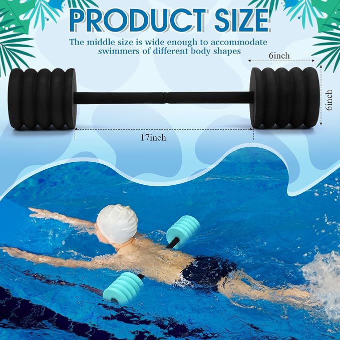 Soulchen Long Aquatic Exercise Dumbbells Pool Exercise Foam Water Weights Dumbbell Aquatic Pool Barbells with High Density EVA Foam for Swim Water Aerobics Workouts Loss