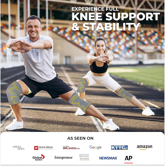 Modvel Compression Knee Brace for Women & Men - 2 Pack Knee Brace for Women Running Knee Pain, Knee Support Compression Sleeve, Workout Sports Knee Braces for Meniscus Tear ACL & Arthritis Pain Relief