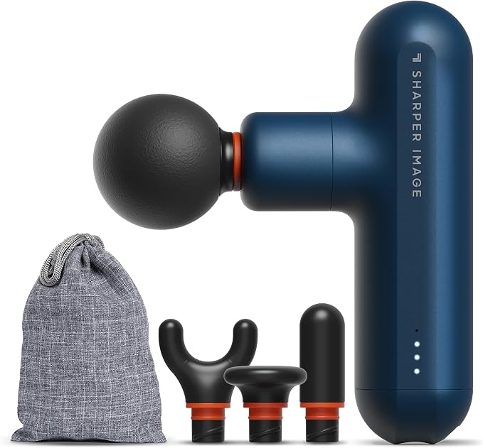 Sharper Image Powerboost Move Aero [New 2026 Version] Mini Deep Tissue Percussion Massage Gun| Muscle Recovery & Pain Relief Massage Tool| Full Body Back & Shoulder Massager| Travel Gift for Men Women