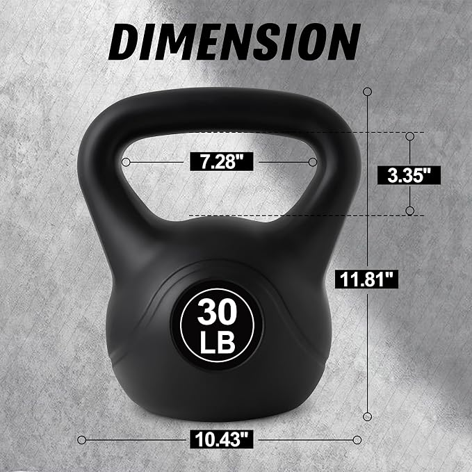 ALTLER Vinyl Plastic Concrete Kettlebell 10-50LBS Safe Strength Training Kettlebell Anti-Slip Grip Weight for Home Workouts and Men/Women/Beginners