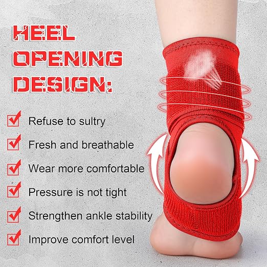 Honoson 2 Pcs Ankle Brace Kid Ankle Support Youth Neoprene Lace up Compression Sleeve Foot Brace Stabilizer with Adjustable Strap for Sport Sprained Plantar Fasciitis Achilles Tendonitis(Red,S)