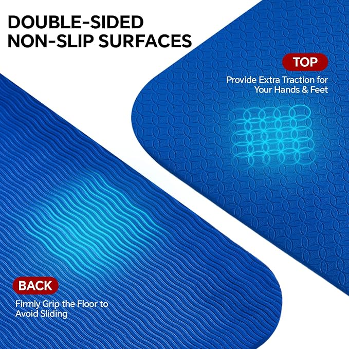 Stepwaver Extra Large Yoga Mat 6'x4'(1/3" & 1/4" Thick), Non-Slip, Ultra Durable, Wide Workout Mat, Wide Exercise Mats for Home Workouts, Yoga, Pilates, Stretching (Barefoot Exercise)