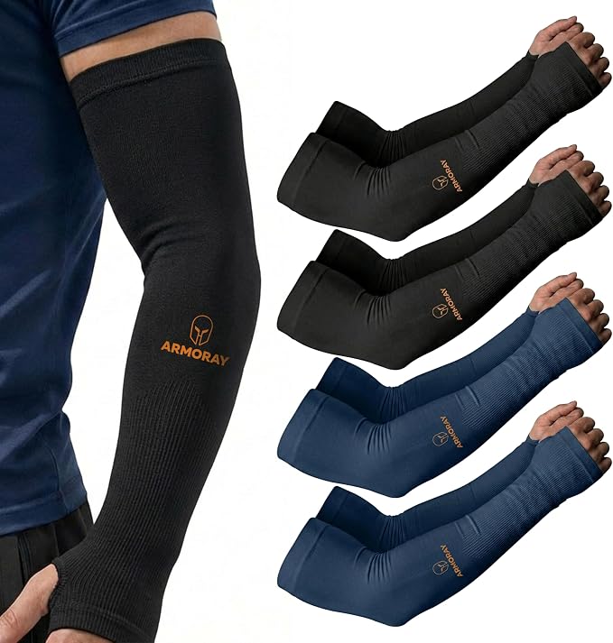 ARMORAY Arm Sleeves for Men and Women - UV Sun Protection Cooling Compression - Tattoo Cover Up Sleeve for Daily Wear & Work