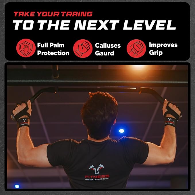 FITNESS FORCE Ventilated Weight Lifting Workout Gloves for Men & Women | Gym Gloves for Men & Women with Built-in Wrist Wraps for Men, Exercise Gloves for Weightlifting, Cycling & Cross Training