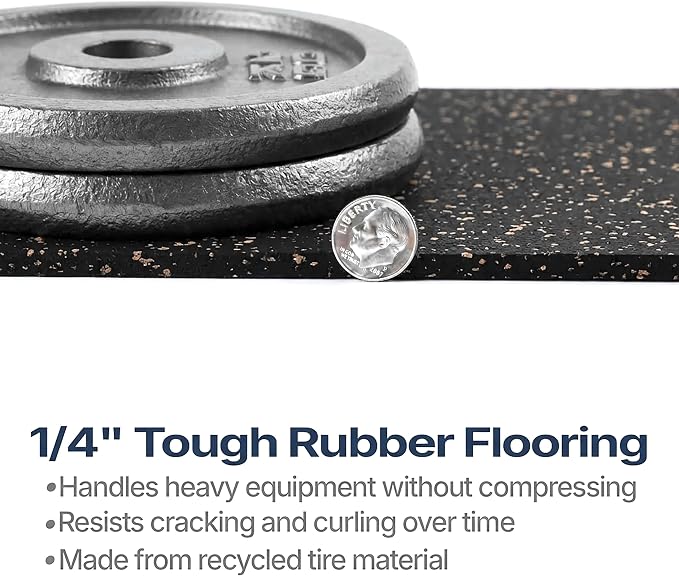 Flooring Inc's 1/4" Thick Tough Rubber Flooring Roll | Flexible Recycled Rubber Floor Mats for Home Gym | Heavy Duty Rubber Mat for Home Gyms, Sheds, Horse Stall Mat or Trailer
