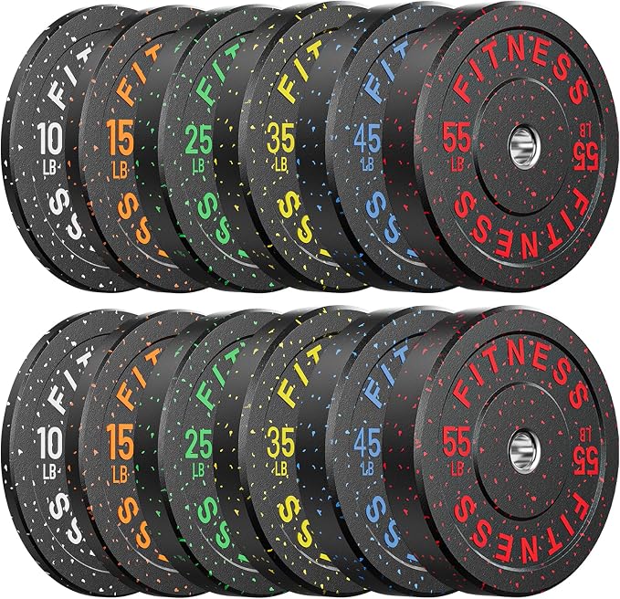 2" Bumper Plates Set Olympic Weight Plates for Barbell Strength Training | Papababe 2Inch Weights Plates Set, Floor Protective Plates, 20-600lbs Rubber Bumper Plates for Weightlifting, Bench Press