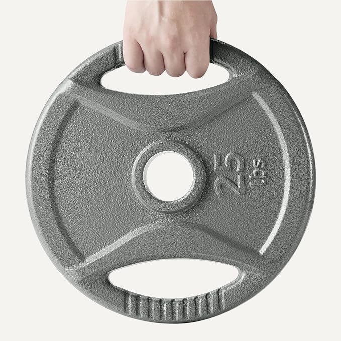 Amazon Basics 2-Inch Olympic Grip Weight Plates, Cast Iron, for Powerlifting, CrossFit & Strength Training