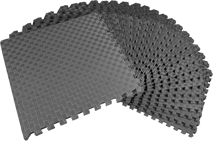 BalanceFrom 1" Extra Thick Puzzle Exercise Mat with EVA Foam Interlocking Tiles for MMA, Exercise, Gymnastics and Home Gym Protective Flooring, 72 Square Feet (Gray) | Home Gym, Mat for Home Workout Equipment, Floor Padding for Kids, Gray, 24 in x 24 i...