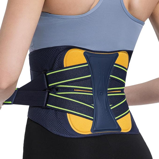aoFIT Back Brace for Lower Back Pain Relief, Adjustable Lumbar Support Belt with Steel Plates, Dual Compression, Breathable 3D Knit Fabric, Slim Waist Design for Work, Gym, Sciatica, Herniated Disc M
