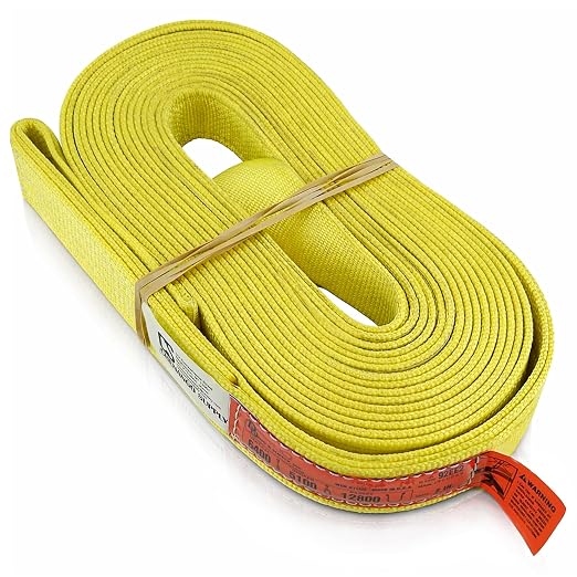 DD Sling 2 Inch x 25 Foot Nylon Lifting Sling – USA Made, 6,400 lb Vertical, 5,100 lb Choker, 12,800 lb Basket – 2-Ply Heavy Duty 900 Webbing, Type 4 Twisted Eye & Eye Rigging Sling