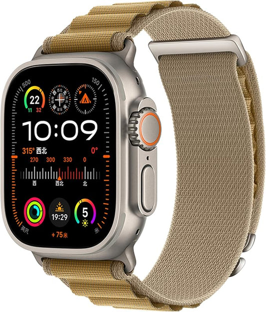 Alpine Nylon Sport Bands Compatible with Apple Watch Ultra Band 49mm 46mm 45mm 44mm 42mm Men Women, Stretch Loop Strap with D-Hook for iWatch Series 10 Ultra SE 9 8 7 6 5 4 3 2 1 (Wheat, 49mm/46mm/45mm/44mm/42mm(Series 3))