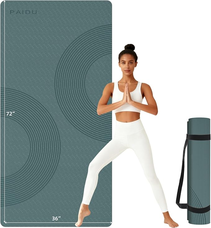 PAIDU Large Yoga Mat, 72"x36"x2/5" POE Non-Slip Exercise Mat | 10MM Thick, POE, non‑slip, ideal for home gym, yoga, pilates, fitness & floor use
