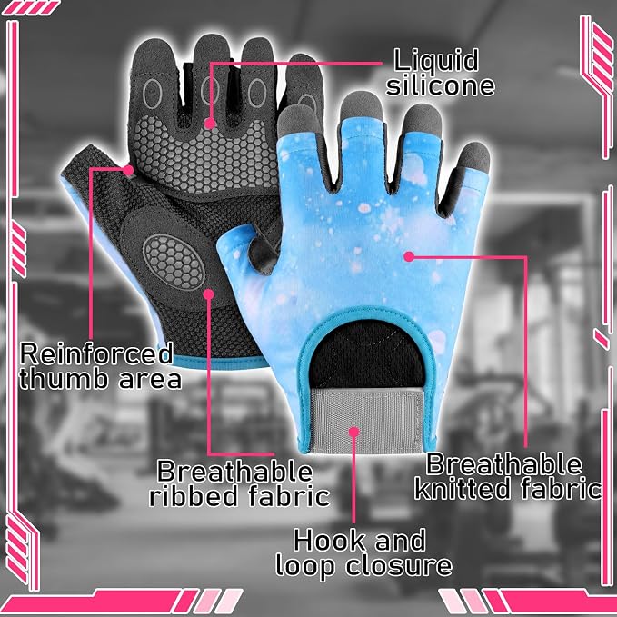 Fourluoo 3 Pairs Weight Lifting Gloves for Men Women, Gym Workout Gloves with Full Palm Protection, Breathable Anti-Slip Fitness Glove for Training, Cycling, Pull-ups, Medium