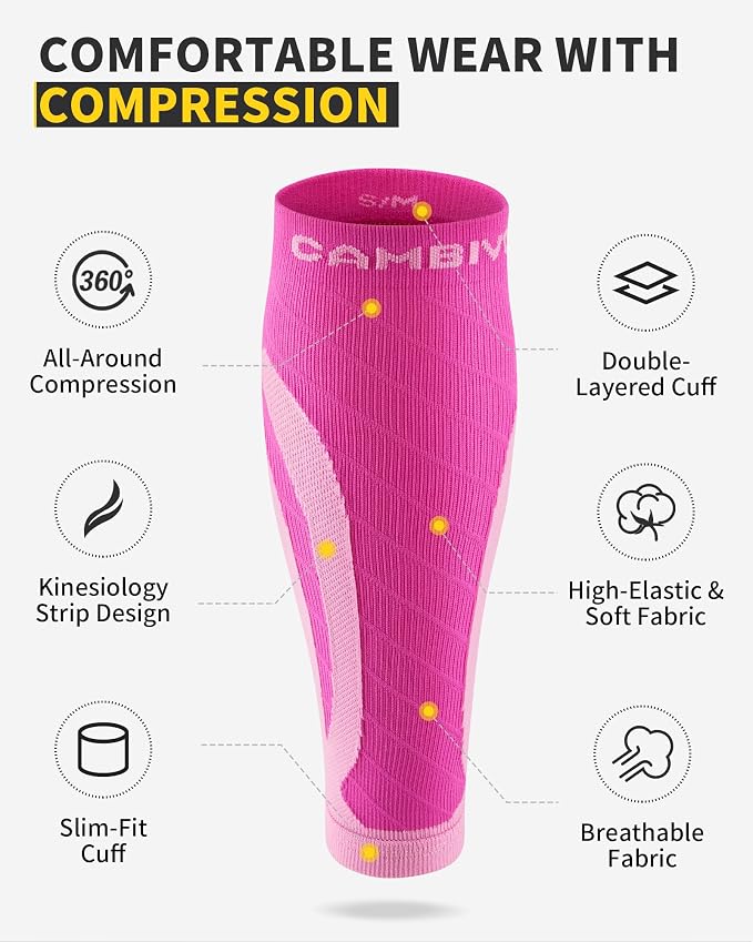 CAMBIVO Calf Compression Sleeve for Shin Splints & Running Support-3 Pairs | Leg sleeves for men & women, 15-20mmHg footless compression socks for gym & recovery, varicose veins