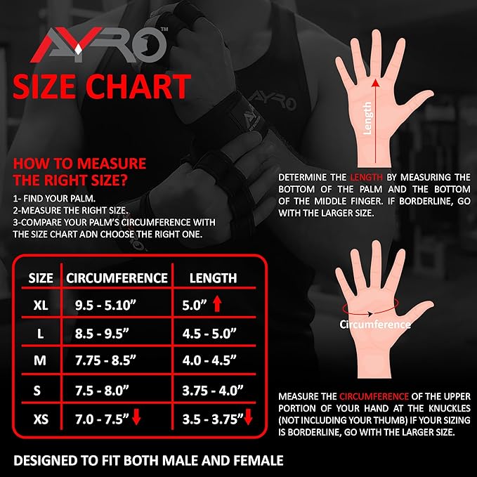 AYRO Workout Gloves for Men & Women, Gym Gloves for Men, Weight Lifting Gloves with 15" Wrist Wraps & Support, Breathable Palm Padding, Non-Slip Grip for Fitness, Cross Training & Bodybuilding