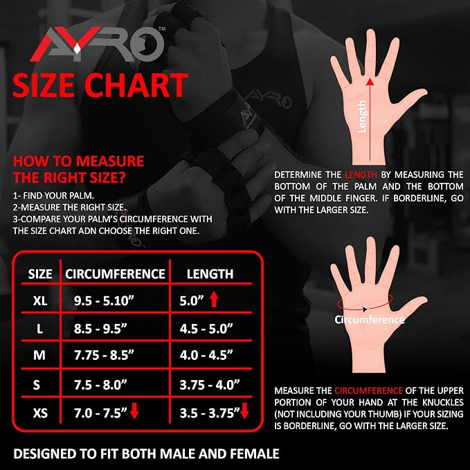 AYRO Workout Gloves for Men & Women, Gym Gloves for Men, Weight Lifting Gloves with 15" Wrist Wraps & Support, Breathable Palm Padding, Non-Slip Grip for Fitness, Cross Training & Bodybuilding