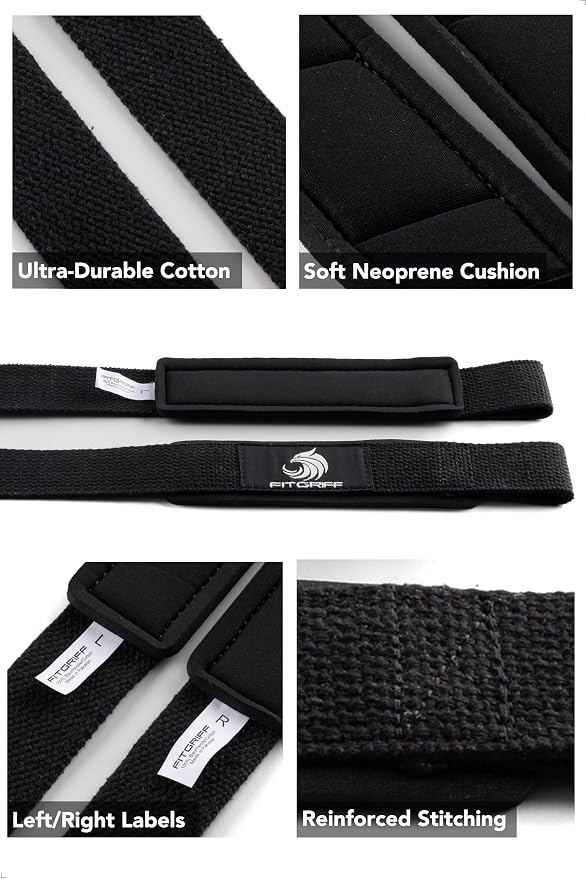 Fitgriff® Lifting Wrist Straps for Weightlifting, Gym, Deadlift, Workout (Made of Premium Cotton & Padded) - Men & Women