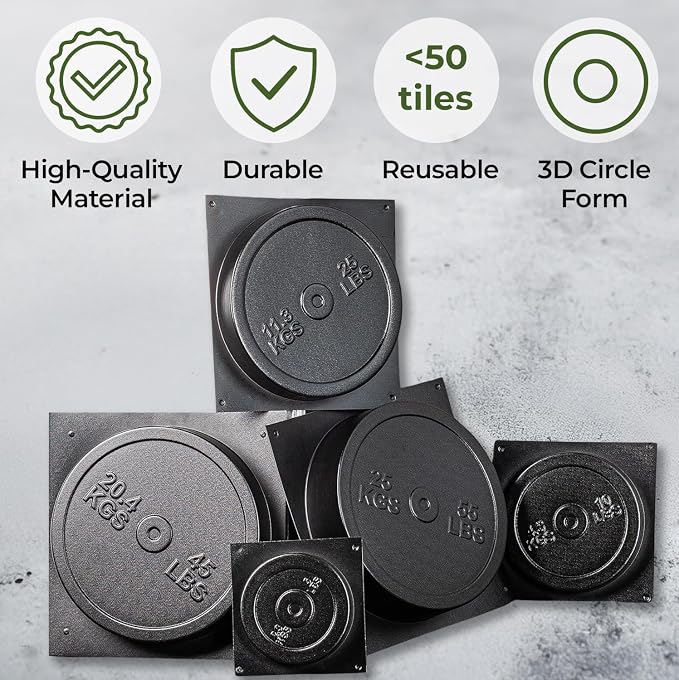 DIY Concrete Weight Mold Set - 5 pcs ABS Plastic 2mm Thick - Dumbbell & Barbell Weight Plates