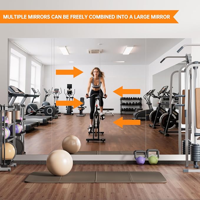 Hasipu Home Gym Workout Mirror 79" L x 35" W-1pcs Large Full Length Mounted Full Body Frameless Mirror for Workout, Yoga, Garage, Bedroom, Dance