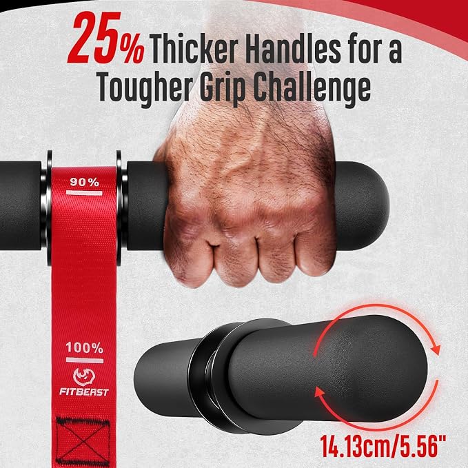 FitBeast Forearm Strengthener & Forearm Exerciser, Wrist Roller | Forearm strength trainer with thick handle and adjustable strap. Ideal for grip strength, muscle building and rehabilitation.